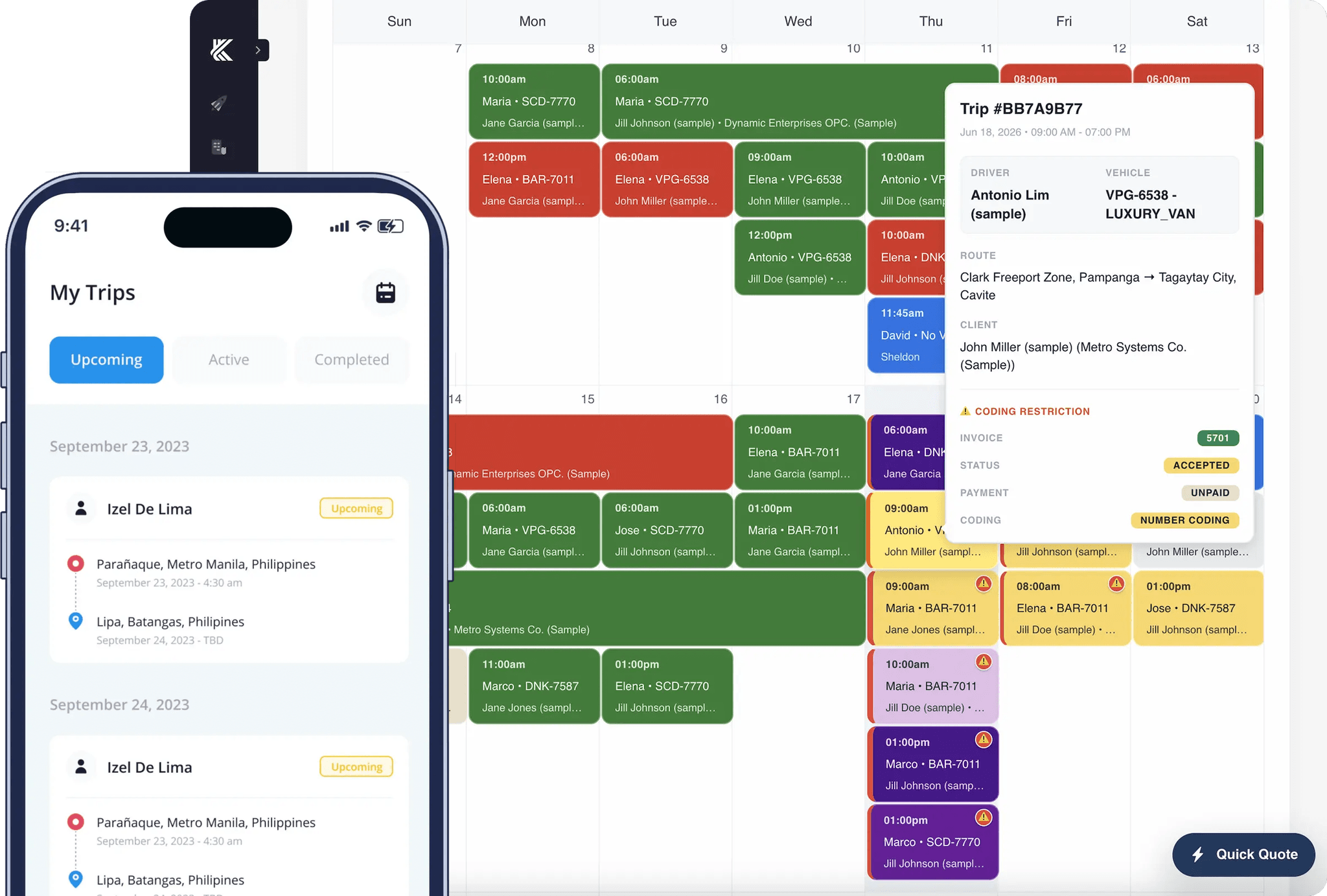 Kvanz calendar view