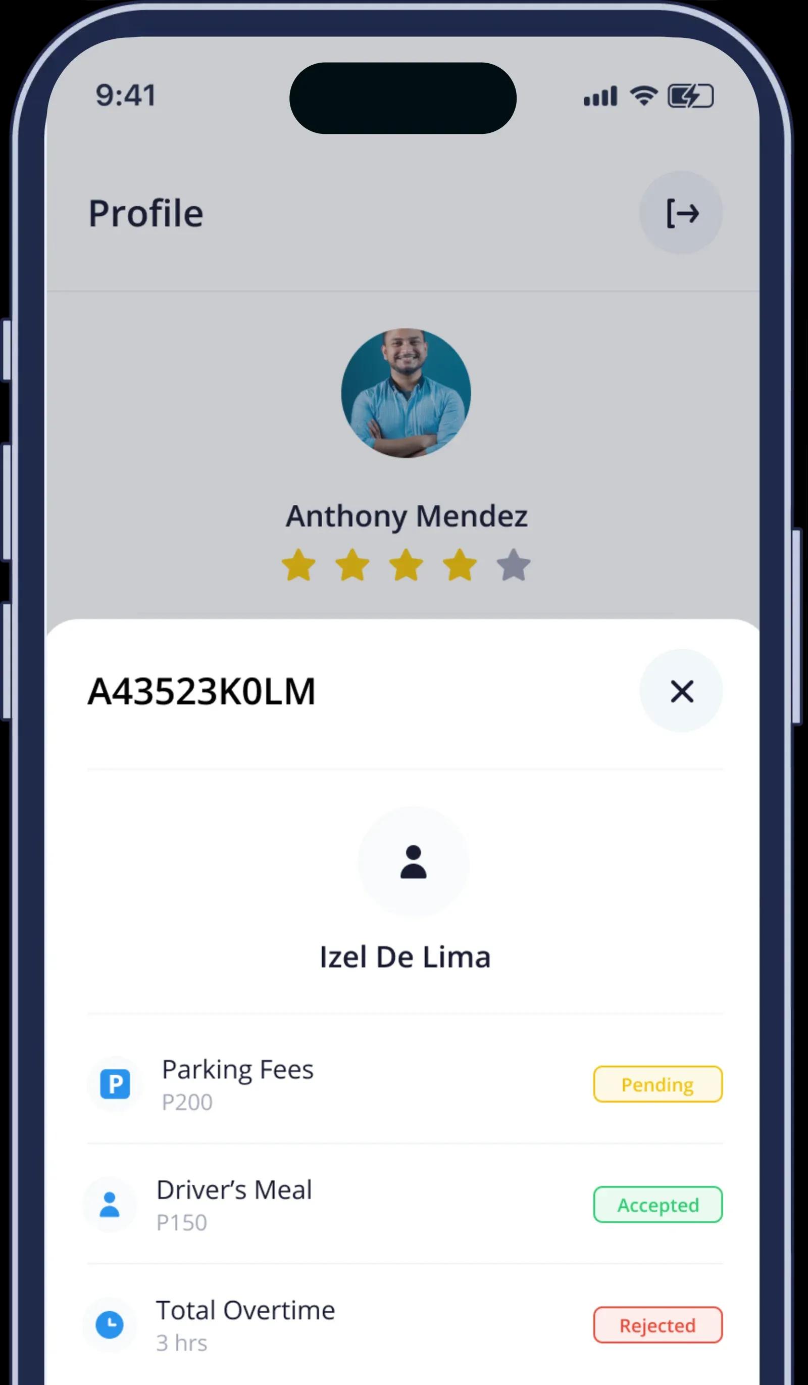 Trip expense tracking in the app